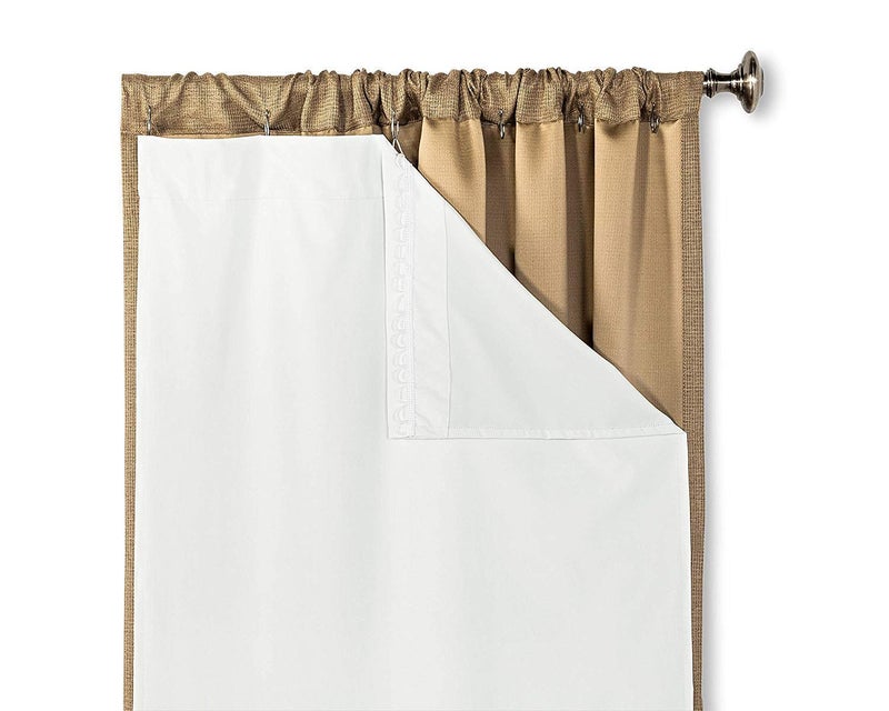 HLC.ME White Thermal Insulated 100% Blackout Curtain Liner for 63 inch Window Panels - Complete Darkness & Window Privacy, Energy Efficient, Noise Reducing - Hooks Included (2 Panels, 50 W x 60 inch) - Image 1